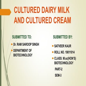 Culture dairy and cream Production