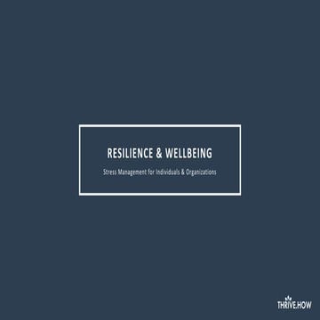 Culture First 2019: Day 2, Resilience & Wellbeing: Stress Management for Individuals and Organizations  