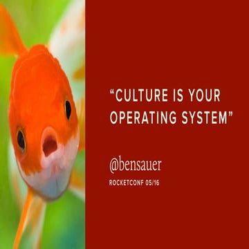 "Culture is your operating system"   rocketconf may 2016