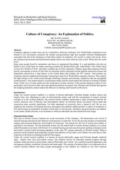 Culture of conspiracy an explanation of politics.