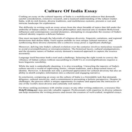 Culture Of India Essay. Essay on Indian Culture and Tradition for Students in...