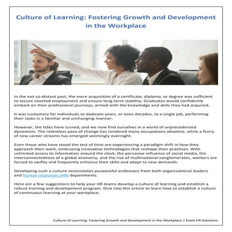 Culture of Learning: Fostering Growth and Development in the Workplace