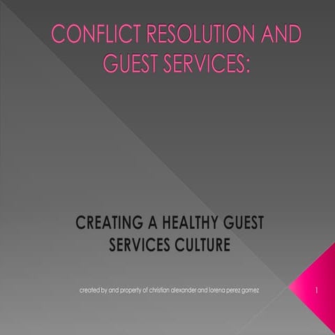 CONFLICT REOLUTION AND GUEST SERVICES