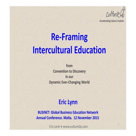 Reframing Intercultural Education - The cultureQs Approach
