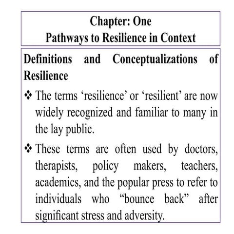Culture, Risk and Resilience