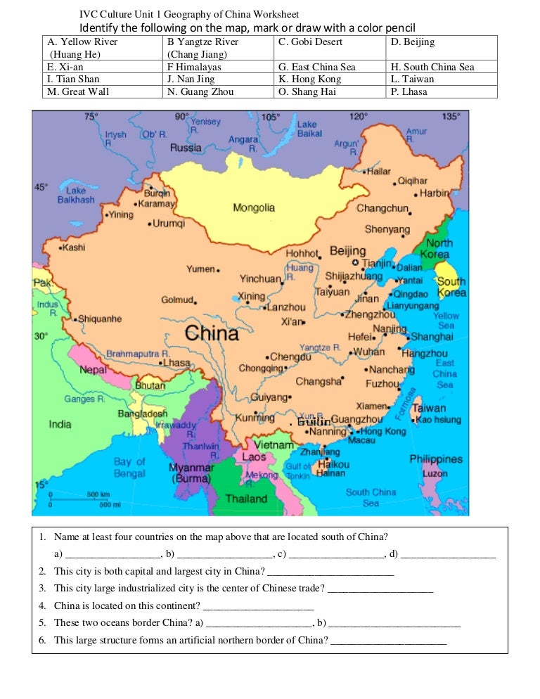 Culture Study Unit 1 Geography Of China Worksheet Culture Study Unit 1 Geography Of China Worksheet