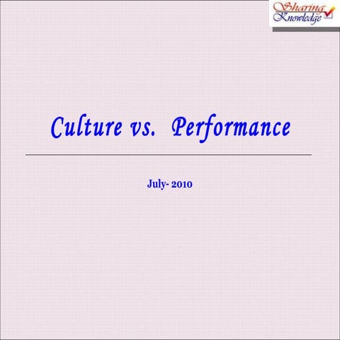 Culture Vs. Performance
