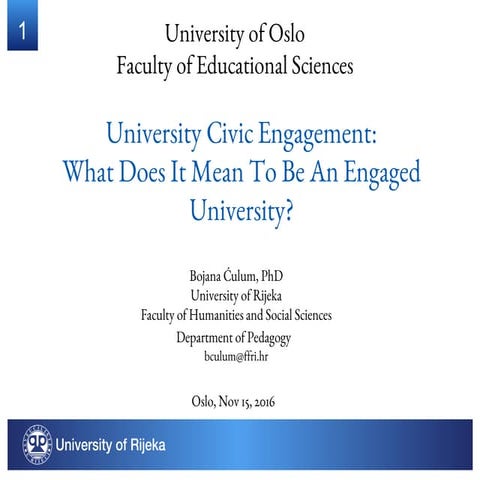 University Civic Engagement: What Does It Mean to Be An Engaged University?