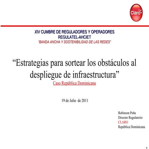 Presentación Robinson Peña  | XIV CUMBRE REGULATEL-AHCIET
