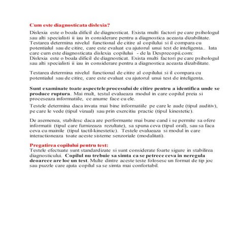 Cum este diagnosticata dislexia
