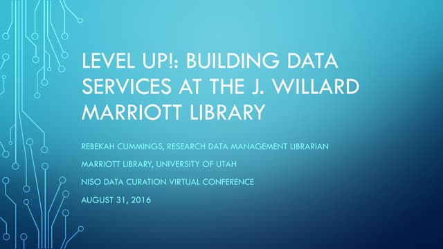 Cummings Level Up: Building Data Services