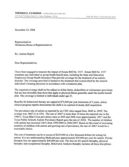 Cummins Actuarial Study 09