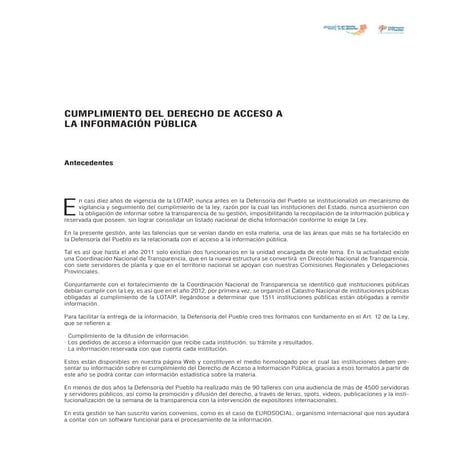 Cumplimiento del derecho de acceso a la información pública en Ecuador, septiembre 2013 