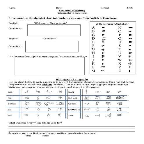 Cuneiform worksheet