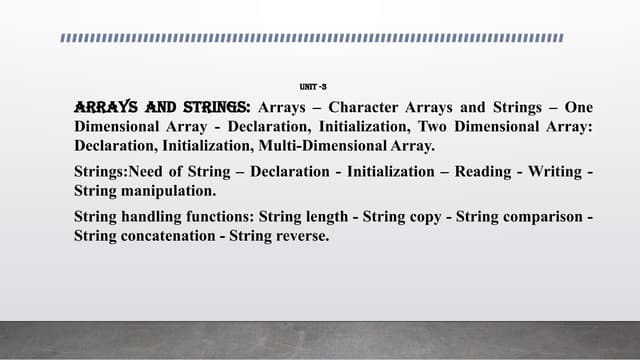 Programming in c language array concepts