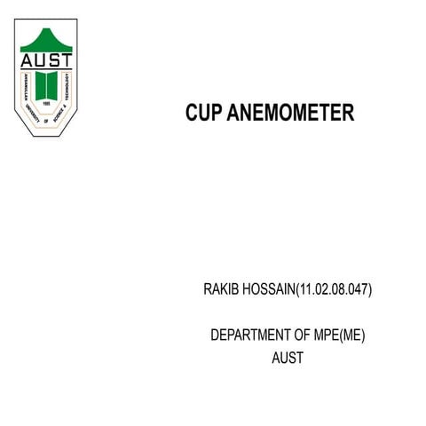 Cup anemometer presentation file