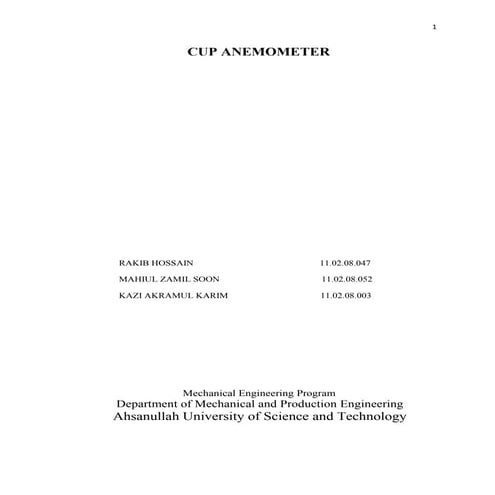 Cup Anemometer Project Report