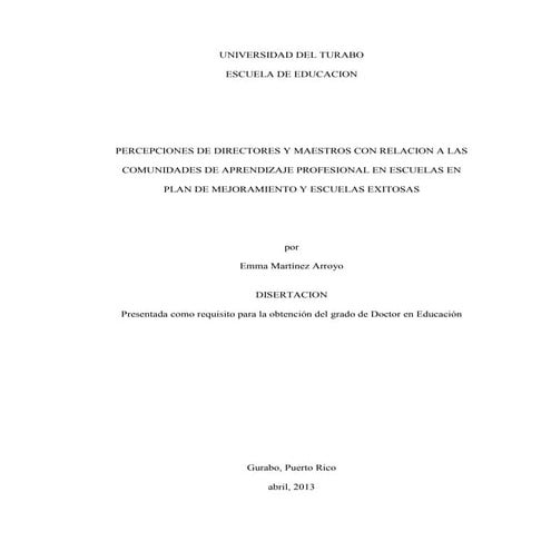 percepciones de directores y maestros con relacion a las comunidades de aprendizaje profesional