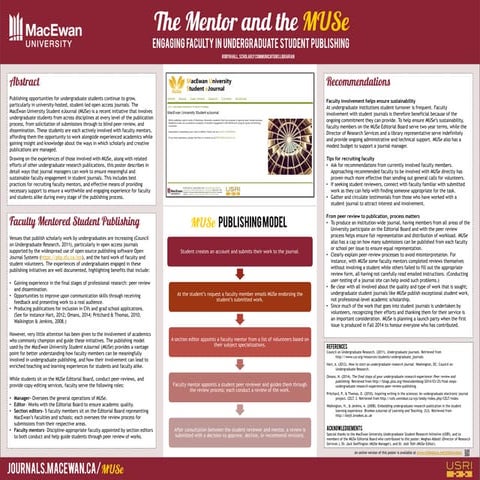 The Mentor and the MUSe: Engaging  Faculty in Undergraduate Student Publishing