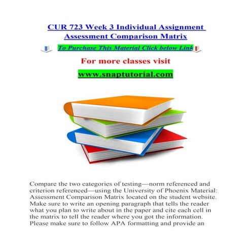 CUR 723 help A Guide to career/Snaptutorial