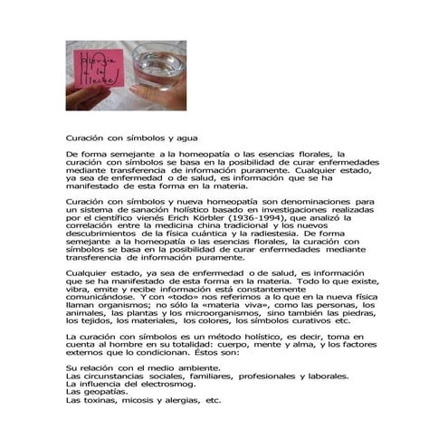 Curación con símbolos y agua