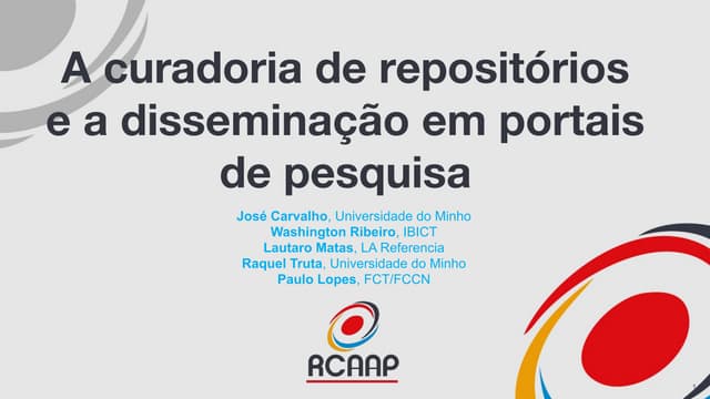 Workshop III - A curadoria de repositórios e a disseminação em portais de pesquisa