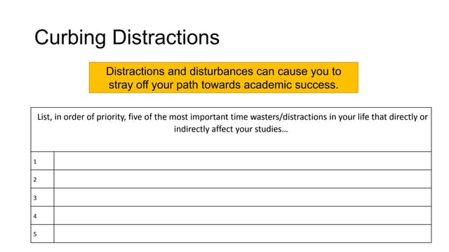 Curbing distractions