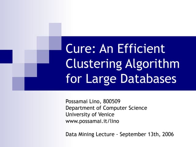 Cure, Clustering Algorithm