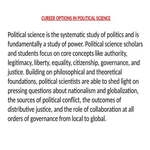 career option in political Science afterXII