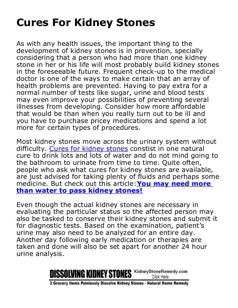 Cures For Kidney Stones