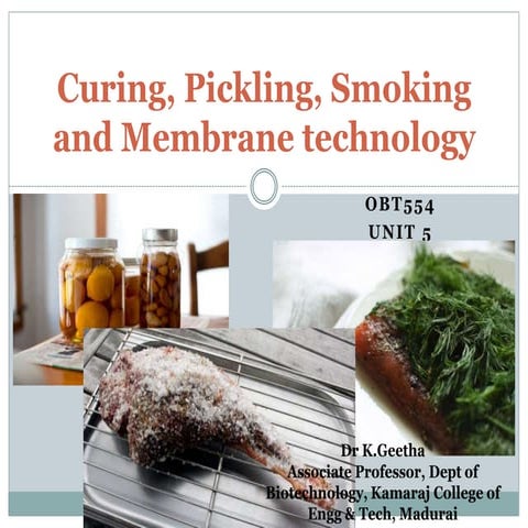 Curing, pickling, smoking, membrane technology 