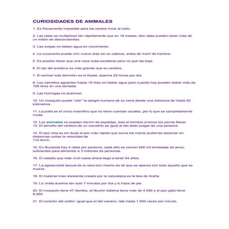 Curiosidades sobre animales
