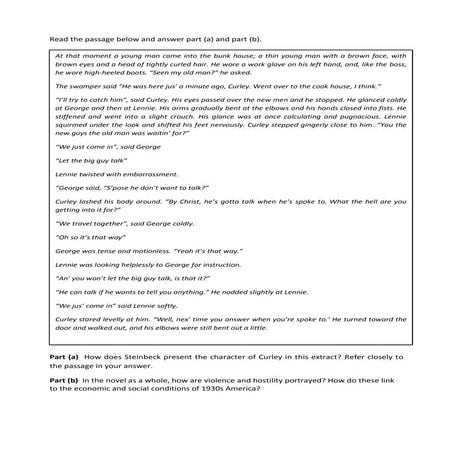 Curley Question and notes