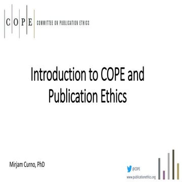 Introduction to COPE and Publication Ethics