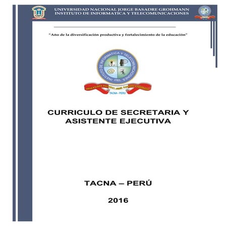 Currículo de secretaria y asistente ejecutiva  itel 2016
