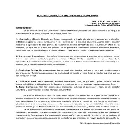 Currículo nulo y sus variantes