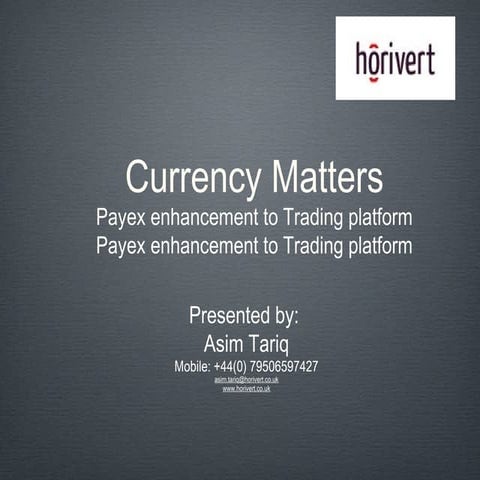 Currency matters trading platform vision v1.1