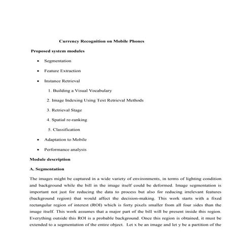 Currency recognition on mobile phones