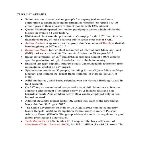 notes for general awareness | DOCX