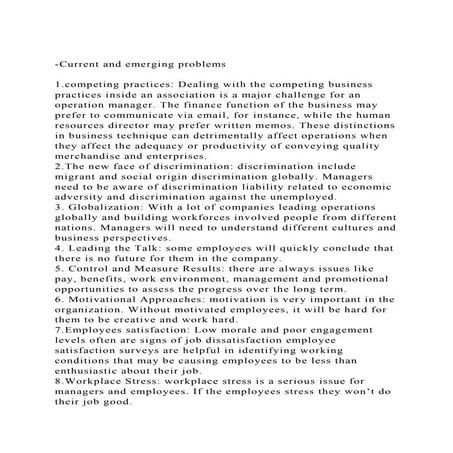 -Current and emerging problems1.competing practices Dealing w.docx