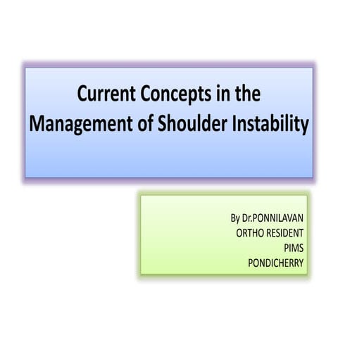 Current concepts in the management of shoulder instability