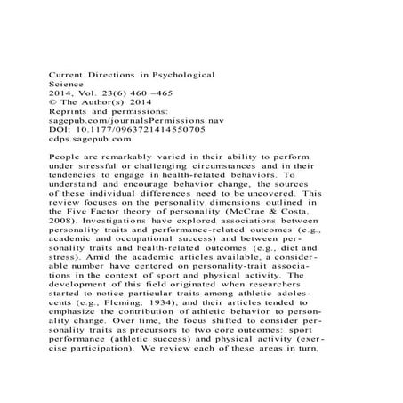 Current Directions in PsychologicalScience2014, Vol. 23(6)