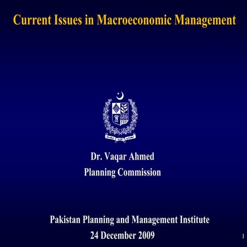 Macroeconomic Management in Pakistan