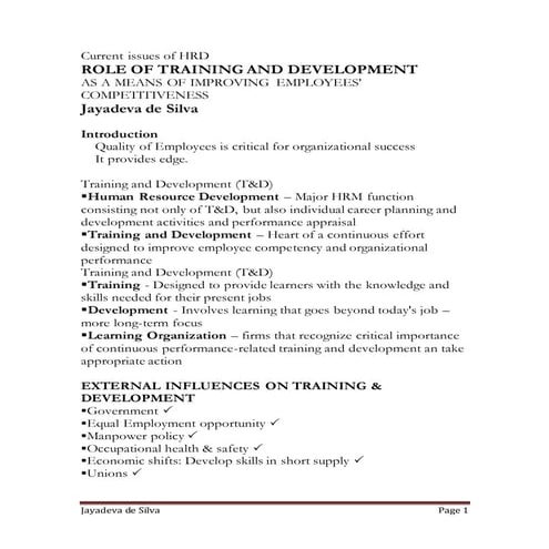 Current issues of hrd