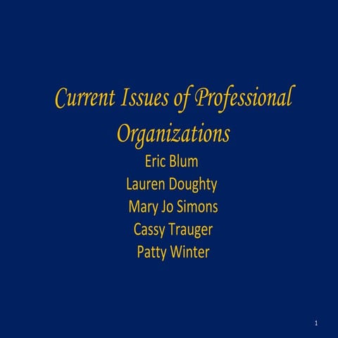Current Issues of Professional Organizations