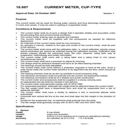 Current meter, cup type
