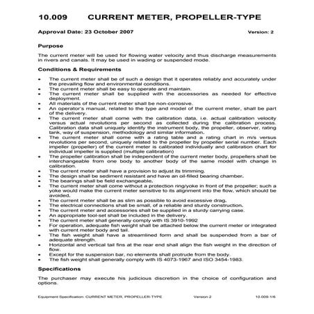 Current meter, propeller type