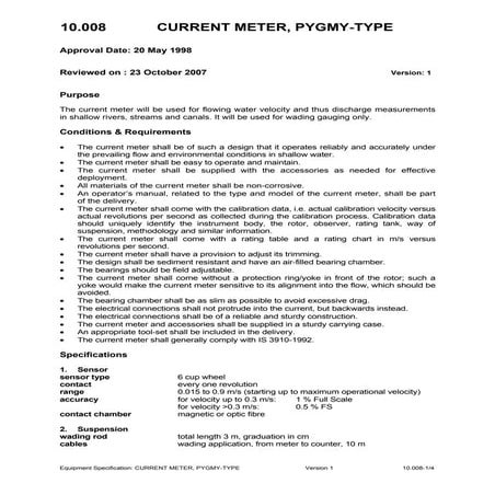 Current meter, pygmy type