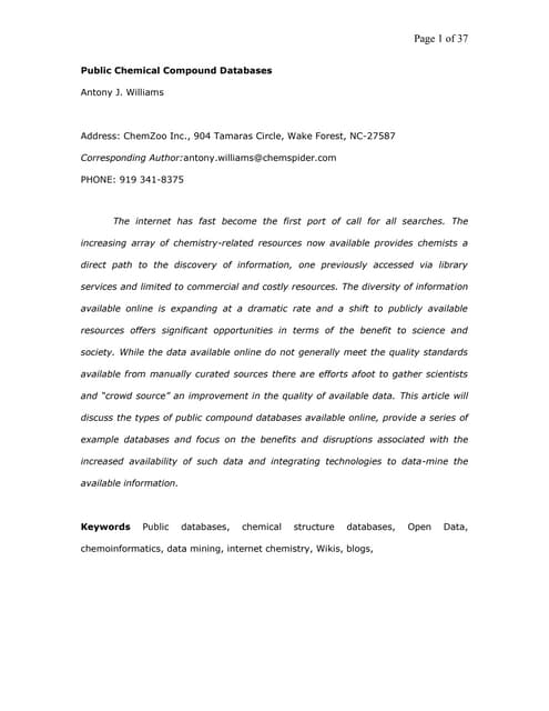 Current opinions in drug discovery public compound databases
