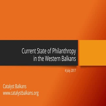 Current State of Philanthropy in the Western Balkans 2016